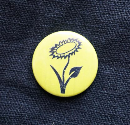 Button – Veganblume (gelb)